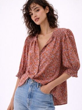 Sanctuary Floral Blouse with Smocking Detail
